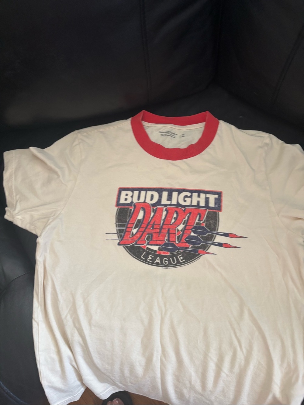 Dart League White & Red Ringer Tee